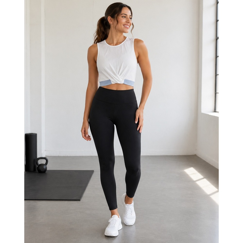 Fabletics Sports Bra Crop Tank Womens XS White Polyester Cross Front